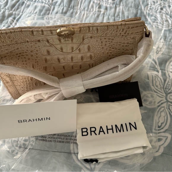 Brahmin Metallic Gold Croc-Embossed Crossbody Bag NWT - Picture 6 of 7
